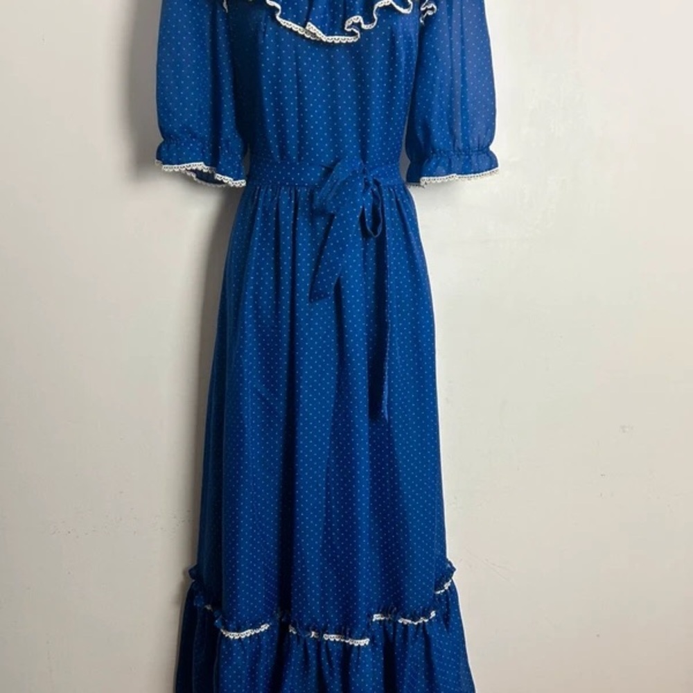 Chic Long Sleeve Blue Maxi Dress